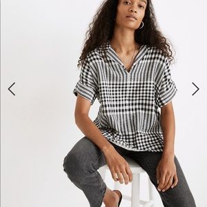 Madewell Hayden Popover Top in Breeney Plaid